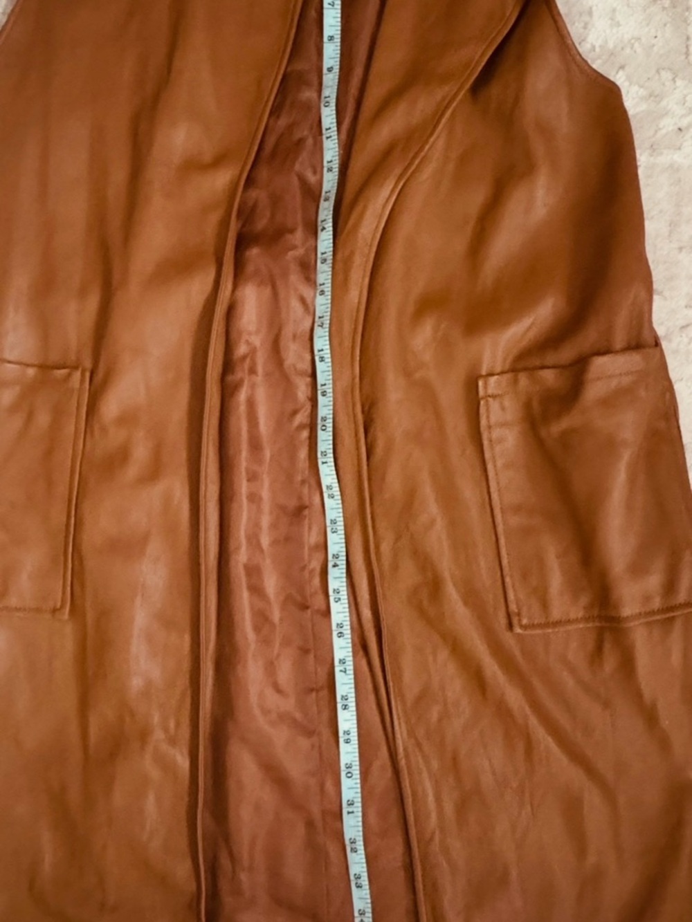 Marc New York Brown Sleeveless Leather Trench Vest - Picture 6 of 9